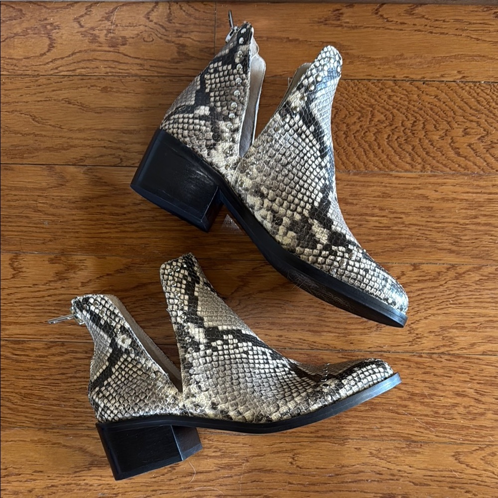 Steve Madden Snake Skin Ankle Booties with Block Heel